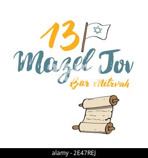 Mazel tov, bar mitzvah Calligraphe lettrage signe. Dessins dessinés à la main. Illustration vectorielle. Illustration de Vecteur