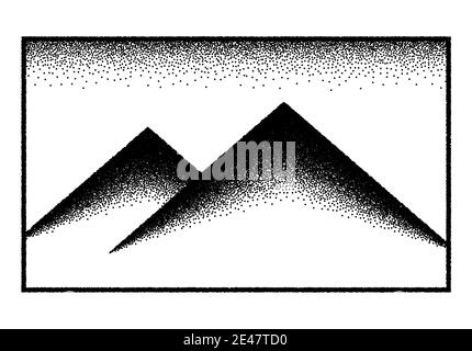 Arrière-plan abstrait avec signe de montagne ou emblème dans le travail de la tache ou style rétro tatouage Illustration de Vecteur