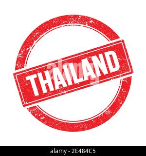 TEXTE THAÏLANDAIS sur timbre rouge rond grungy vintage. Banque D'Images