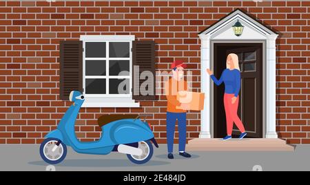 L'homme a laissé des boîtes en carton avec des marchandises Illustration de Vecteur