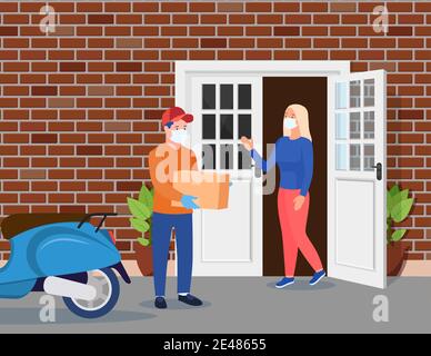 L'homme a laissé des boîtes en carton avec des marchandises Illustration de Vecteur