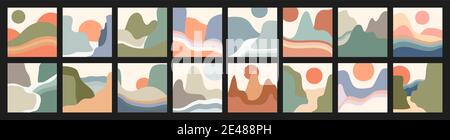 Illustrations de paysage abstrait et minimaliste tendance Illustration de Vecteur
