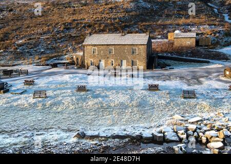 Mine Killespe, comté de Durham, Royaume-Uni - lundi 27 janvier 2020 - la première des nombreuses averses de neige a frappé le comté de Durham ce matin comme le ÔPest de l'Ouest Banque D'Images