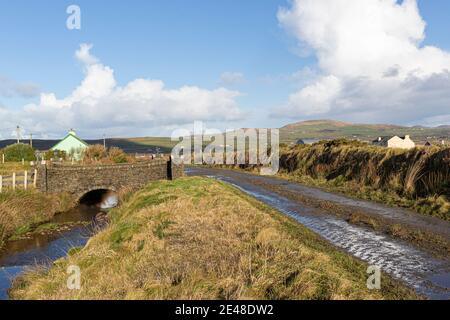 Irish Country Lane, près de Portmagee, comté de Kerry Banque D'Images