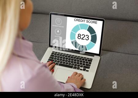 Pointage de crédit en ligne numérique Finances 0 Concept d'enregistrement Banque D'Images