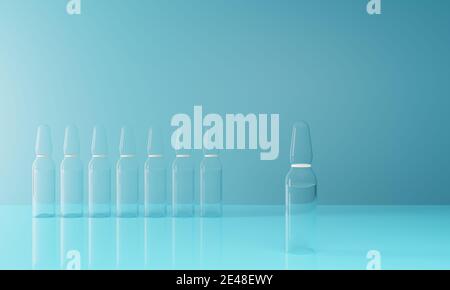 rendu 3d d'ampoules médicales en verre.Illustration d'une image numérique pour la médecine. Banque D'Images