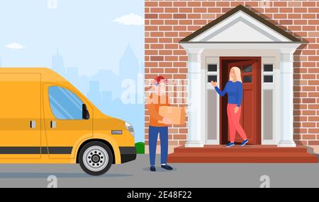 L'homme a laissé des boîtes en carton avec des marchandises Illustration de Vecteur