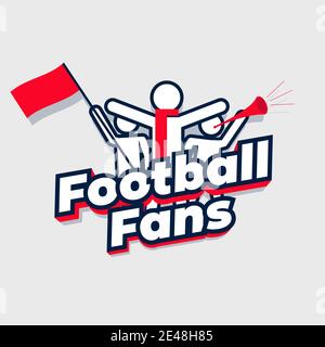 Les fans de football applaudissent l'équipe. Groupe de fans de sport avec le lettrage des fans de football. Illustration de Vecteur
