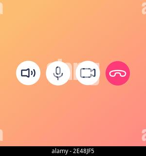 Icône d'appel vidéo. Jeu d'icônes de vidéoconférence sur mobile. Illustration de Vecteur