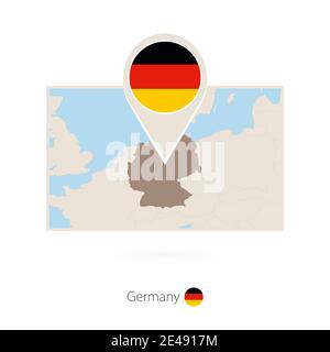 Carte rectangulaire de l'Allemagne avec l'icône représentant une épingle de l'Allemagne Illustration de Vecteur