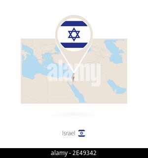 Carte rectangulaire d'Israël avec l'icône représentant une épingle d'Israël Illustration de Vecteur