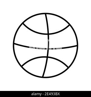 Icône de ballon de basket-ball lignes noires et blanches dessinant isolées Illustration de Vecteur