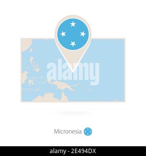 Carte rectangulaire de la Micronésie avec l'icône de la broche de la Micronésie Illustration de Vecteur
