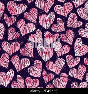 Motif rose aquarelle coeur sans coutures Banque D'Images