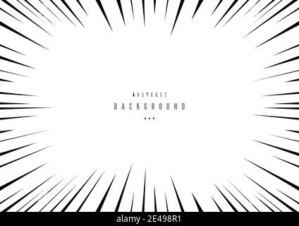 Arrière-plan de style BD avec lignes radiales noires et blanches. Explosion graphique avec bannière SPEED Lines. Illustration de Vecteur