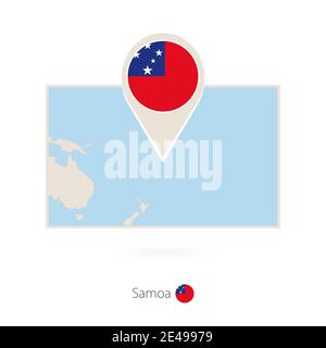 Carte rectangulaire des Samoa avec l'icône représentant une épingle des Samoa Illustration de Vecteur