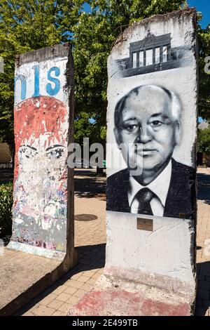 Pièces du mur de Berlin au Musée européen de Schengen, canton de Remich, Moselle, Grand-Duché de Luxembourg Banque D'Images
