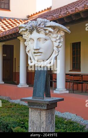 Sculpture dans la Villa Borg romaine près de Perl-Borg, Sarre, Allemagne Banque D'Images