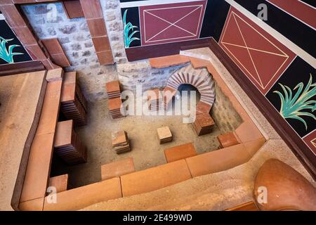 Détail du chauffage au sol dans la Villa Borg romaine près de Perl-Borg, Sarre, Allemagne Banque D'Images