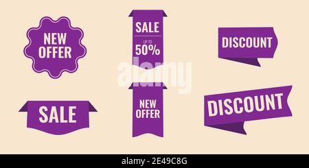Jeu de bannières de vente de différentes formes. Modèles de promotion et éléments de conception Illustration de Vecteur
