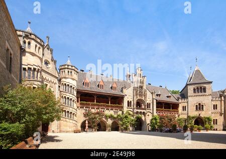 Cour intérieure, Château de Marienburg, région de Hanovre, Basse-Saxe Banque D'Images