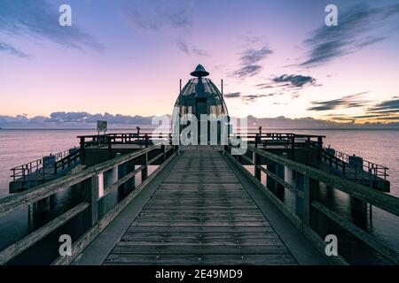 Télécabine de plongée, Sellin, jetée, Ostseebad, Ruegen, Mer Baltique, Mer Baltique côte Baltique, Mecklenburg-Poméranie occidentale, Allemagne, Europe Banque D'Images