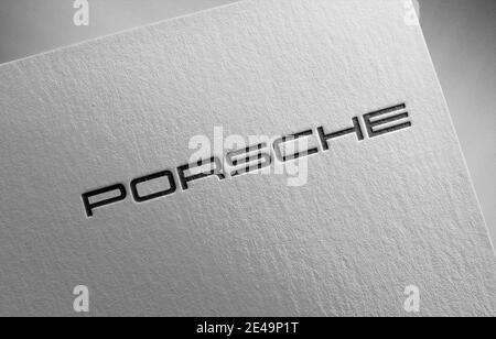 Logo Porsche sur illustration de la texture du papier Banque D'Images