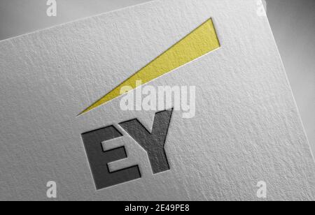 logo ey sur papier Banque D'Images