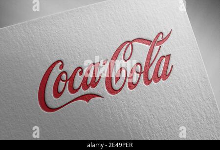 logo coca-cola sur papier Banque D'Images