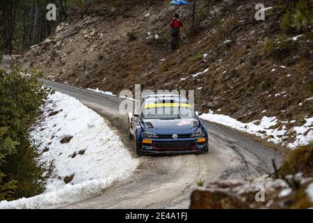 21 Nikolay GRYAZIN (RUS), Konstantin ALEXANDROV (RUS), RUS MOVISPORT WOLKSVAGEN Polo GTI, RC2 Cogn2 , action pendant le Championnat du monde de voitures de rallye 2021 de la WRC, Monte Carlo rallye du 20 au 24 janvier 2021 à Monaco - photo Grarégory Lénorand / DPPI / LM Banque D'Images