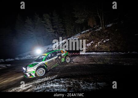 22 Marco BULACIA (BOL), Marcelo OHANNESIAN (ARG), TOKSPORT WRT SKODA Fabia Evo, RC2 Coase2, action pendant le Championnat du monde de voitures de rallye WRC 2021, Monte Carlo rallye du 20 au 24 janvier 2021 à Monaco - photo Bastien Roux / DPPI / LM Banque D'Images