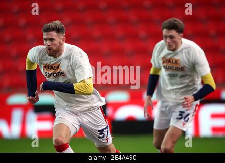 Nathan Collins (à gauche) de Stoke City et Harry Souttar de Stoke City se réchauffent avant le match du championnat Sky Bet au stade bet365, Stoke-on-Trent. Date de la photo: Vendredi 22 janvier 2021. Banque D'Images