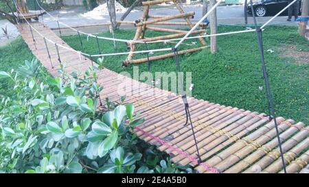 Pont de bambou, jardin public, São Paulo, Brésil Banque D'Images