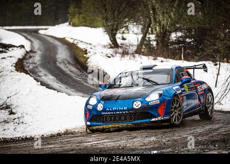 43 Emmanuel GUIGOU (FRA), Alexandre CORIA (FRA), ALPINE A110, RGT RGT cars, action pendant le Championnat du monde de rallye WRC 2021, Monte Carlo Rally du 20 au 24 janvier 2021 à Monaco - photo Bastien Roux / DPPI / LiveMedia Banque D'Images