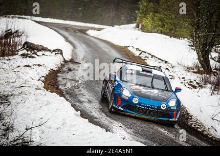 43 Emmanuel GUIGOU (FRA), Alexandre CORIA (FRA), ALPINE A110, RGT RGT cars, action pendant le Championnat du monde de rallye WRC 2021, Monte Carlo Rally du 20 au 24 janvier 2021 à Monaco - photo Bastien Roux / DPPI / LiveMedia Banque D'Images