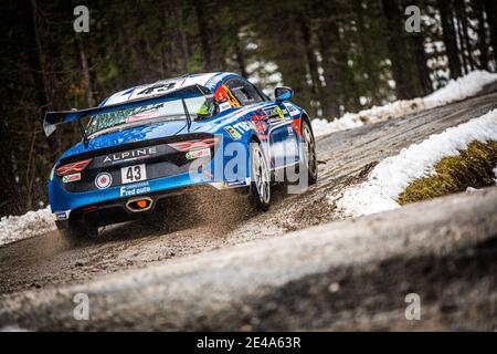 43 Emmanuel GUIGOU (FRA), Alexandre CORIA (FRA), ALPINE A110, RGT RGT cars, action pendant le Championnat du monde de rallye WRC 2021, Monte Carlo Rally du 20 au 24 janvier 2021 à Monaco - photo Bastien Roux / DPPI / LM Banque D'Images