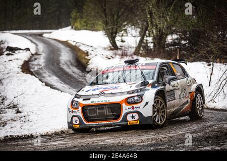 55 Yoann BONATO (FRA), Benjamin BOULLOUD (FRA), CITROEN C3, RC2 Coll2, action pendant le Championnat du monde de voitures de rallye WRC 2021, Monte Carlo rallye du 20 au 24 janvier 2021 à Monaco - photo Bastien Roux / DPPI / LM Banque D'Images