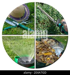 Images de jardinage dans un collage Banque D'Images