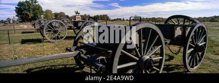 Cannon au parc militaire national de Gettysburg, Gettysburg, Pennsylvanie, États-Unis Banque D'Images