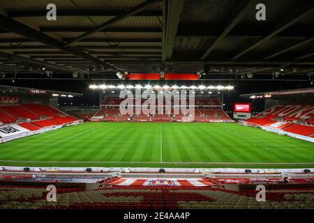 Stoke on Trent, Royaume-Uni. 22 janvier 2021. Vue générale sur l'intérieur du stade Bet365, stade du club de football de Stoke City. EFL Skybet Championship Match, Stoke City v Watford au stade Bet365 à Stoke on Trent le vendredi 22 janvier 2021. Cette image ne peut être utilisée qu'à des fins éditoriales. Utilisation éditoriale uniquement, licence requise pour une utilisation commerciale. Aucune utilisation dans les Paris, les jeux ou les publications d'un seul club/ligue/joueur.pic par Chris Stading/Andrew Orchard sports Photography/Alamy Live News crédit: Andrew Orchard sports Photography/Alamy Live News Banque D'Images