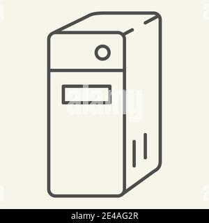 Unité système d'une icône de ligne mince d'ordinateur. Illustration vectorielle de bloc PC isolée sur blanc. Conception de style de contour de serveur, conçue pour le Web et l'application. EPS Illustration de Vecteur