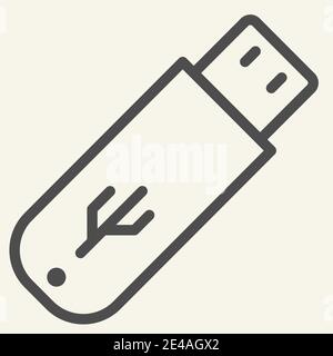 Icône de la ligne de lecteur flash. Illustration vectorielle USB isolée sur blanc. Design de type contour de stockage, conçu pour le Web et les applications. SPE 10. Illustration de Vecteur