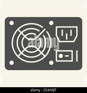 Icône en continu de l'élément matériel PC. Illustration du vecteur d'alimentation sans coupure isolée sur blanc. Conception de type glyphe de tension, conçue pour le Web et Illustration de Vecteur