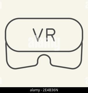 Icône de ligne mince de casque de réalité virtuelle. Illustration vectorielle de lunettes VR isolée sur blanc. Design de style de contour de la technologie de jeu, conçu pour le Web et Illustration de Vecteur