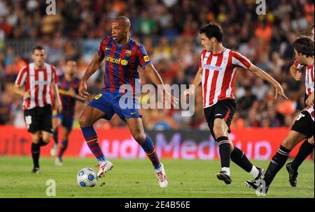 Thierry Henry de Barcelone lors du match de football final de la Super Cup espagnole, FC Barcelone vs Athletic Bilbao au stade Nou Camp de Barcelone, Espagne, le 23 août 2009. Barcelone a gagné 3-0. Photo de Steeve McMay/ABACAPRESS.COM Banque D'Images