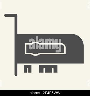 Icône de carte vidéo pleine. Illustration du vecteur matériel isolée sur blanc. Carte graphique style glyphe, conçue pour le Web et l'application. SPE 10. Illustration de Vecteur