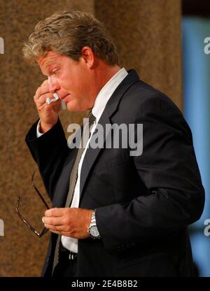 Le fils du sénateur Edward Kennedy, Edward Kennedy Jr., offre des souvenirs sur son père lors de ses funérailles à la Basilique notre-Dame de l'aide perpétuelle à Boston, Massachusetts, le 29 août 2009. Photo de la piscine par Brian Snyder/ABACAPRESS.COM (en photo : Edward Kennedy Jr) Banque D'Images