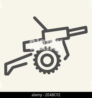 Icône de ligne Cannon. Illustration du vecteur de guerre isolée sur blanc. Motif arme de style contour, conçu pour le Web et l'application. SPE 10. Illustration de Vecteur