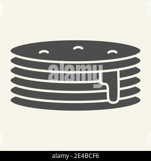 Crêpes avec icône de sirop plein. Illustration vectorielle petit déjeuner isolée sur blanc. Style glyphe pour un brunch sucré, conçu pour le Web et l'application. SPE 10. Illustration de Vecteur