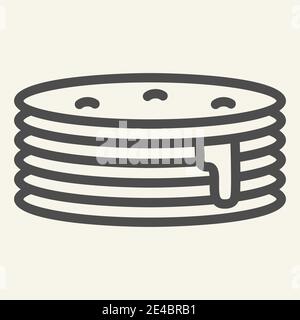 Crêpes avec icône de ligne de sirop. Illustration vectorielle petit déjeuner isolée sur blanc. Style brunch sucré, conçu pour le Web et l'application. SPE 10. Illustration de Vecteur